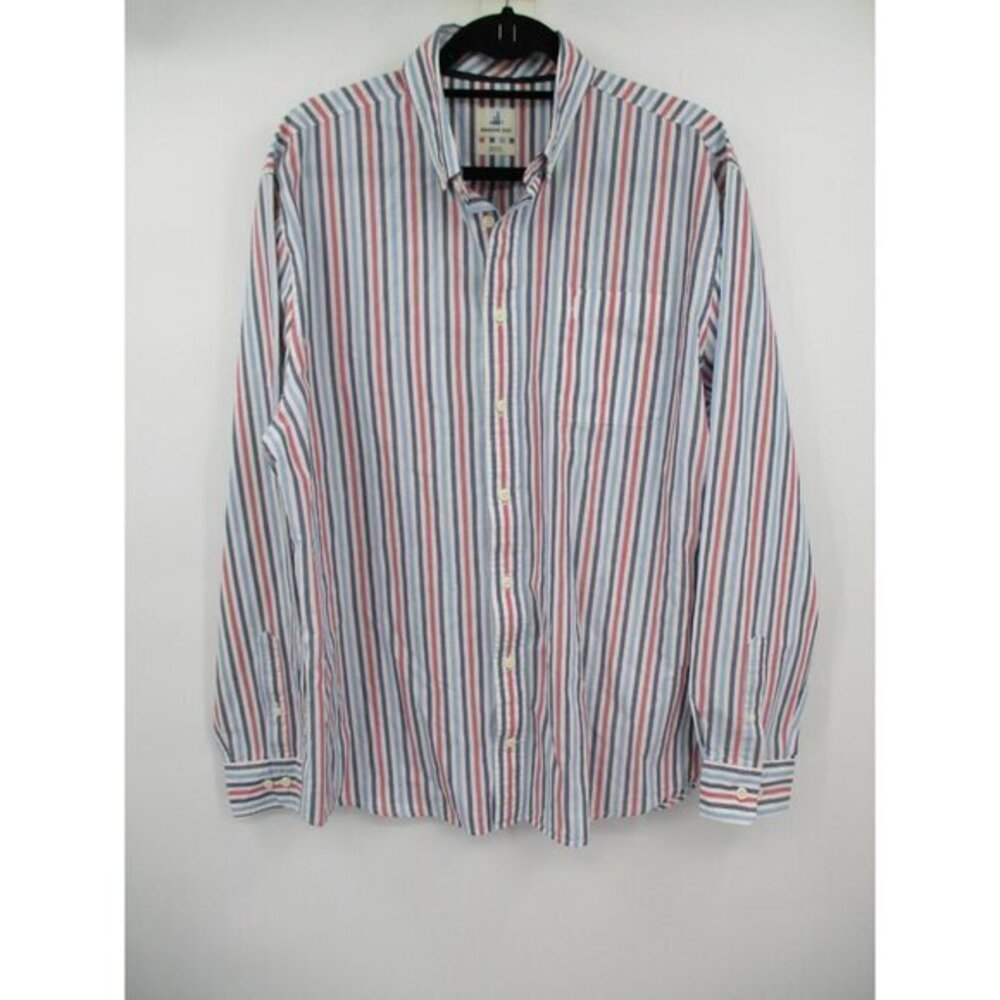 Johnnie O Mens Shirt XL Hanging Out Button Down Red White Blue Striped Preppy